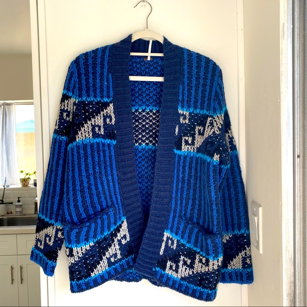 NWT Free People Time Again Knit Blue Cardigan